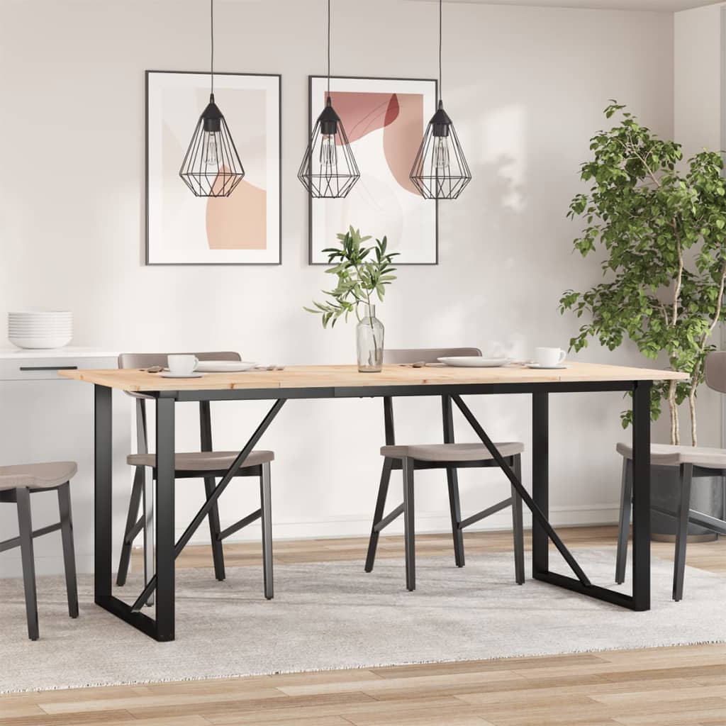 vidaXL Dining Table O-Frame 180x90x75 cm Solid Wood Pine and Cast Iron