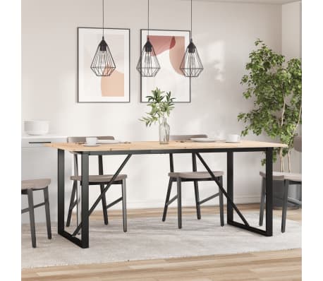 vidaXL Dining Table O-Frame 180x90x75 cm Solid Wood Pine and Cast Iron