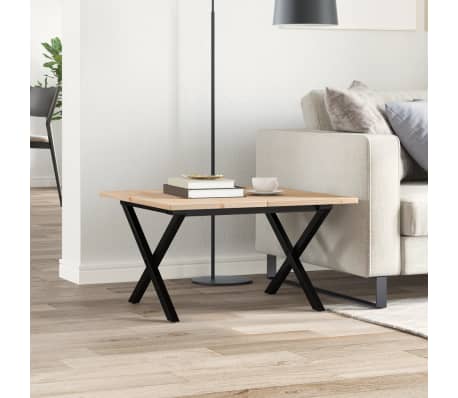 vidaXL Masă de cafea, cadru X, 70x70x40 cm, lemn masiv pin și Oţel