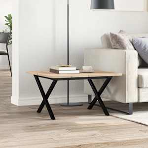 vidaXL Masă de cafea, cadru X, 70x70x40 cm, lemn masiv pin și Oţel
