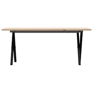 Konferenční stolek s X rámem 110x40x45 cm borové dřevo a ocel - obrázek 4