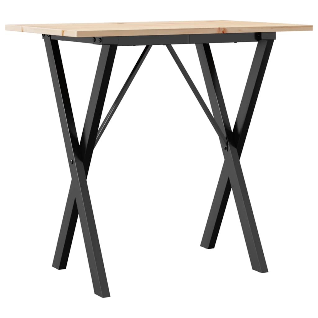 vidaXL Jídelní stůl s X rámem 80 x 50 x 75 cm borové dřevo a ocel