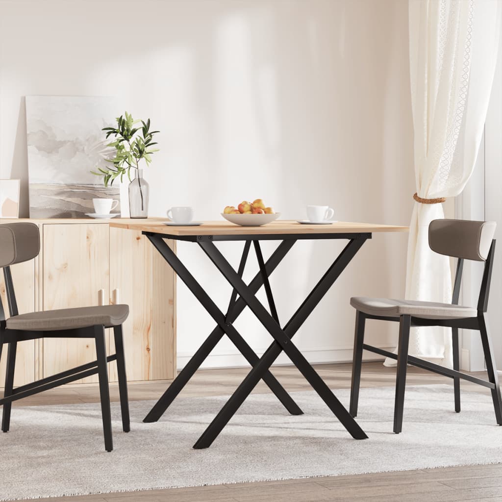 vidaXL Eettafel X-frame 80x80x75 cm massief grenenhout en staal afbeelding