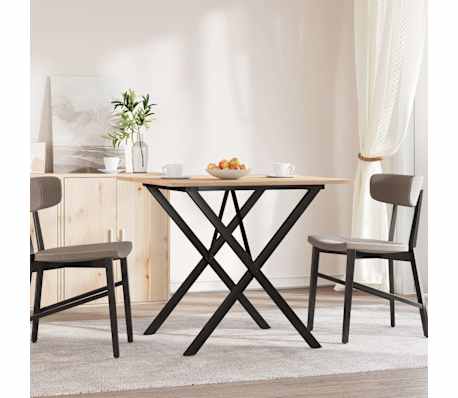 vidaXL Tavolo da Pranzo Telaio a X 90x90x75 cm Legno Pino e Acciaio