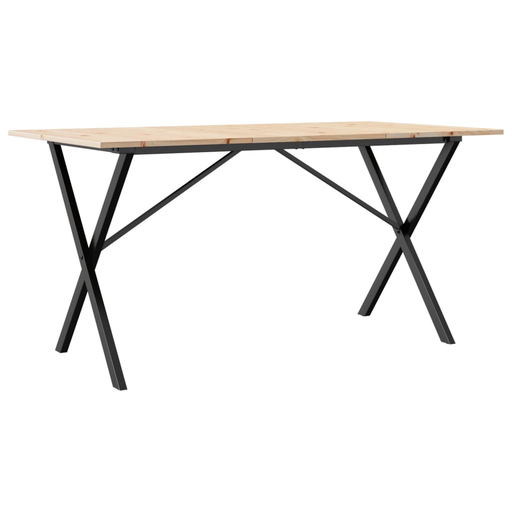 vidaXL Jídelní stůl s X rámem 140 x 80 x 75 cm borové dřevo a ocel