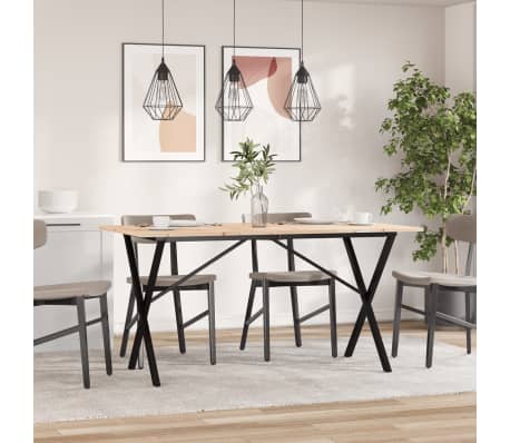 vidaXL Dining Table X-Frame 140x80x75 cm Solid Wood Pine and Steel