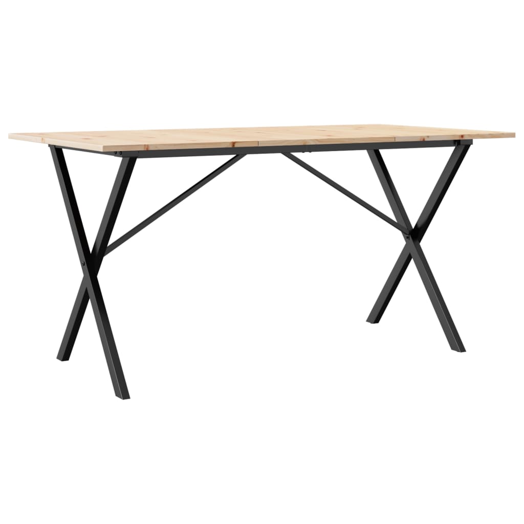 vidaXL Jídelní stůl s X rámem 160 x 80 x 75 cm borové dřevo a ocel