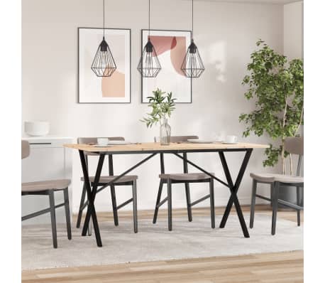 vidaXL Table &agrave; manger cadre en X 160x80x75 cm bois de pin massif acier