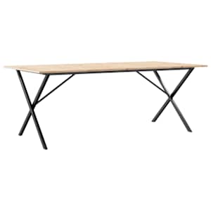 Jídelní stůl s X rámem 200 x 100 x 75 cm borové dřevo a ocel - obrázek 2