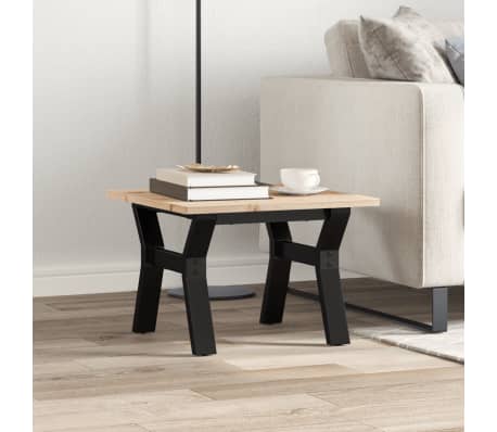 vidaXL Masă de cafea, cadru Y, 40x40x35 cm, lemn masiv pin și Oţel