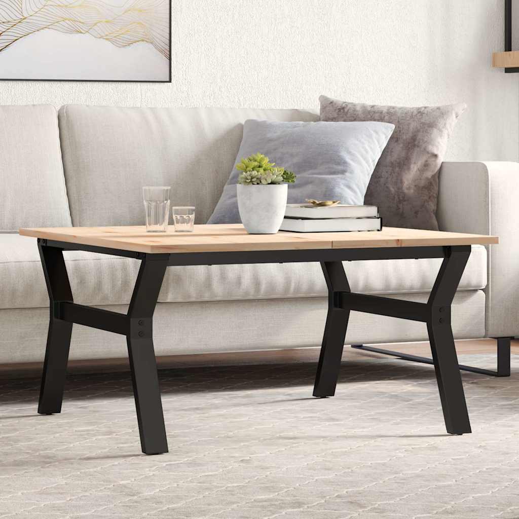 vidaXL Masă de cafea, cadru Y, 80x80x45 cm, lemn masiv pin și Oţel