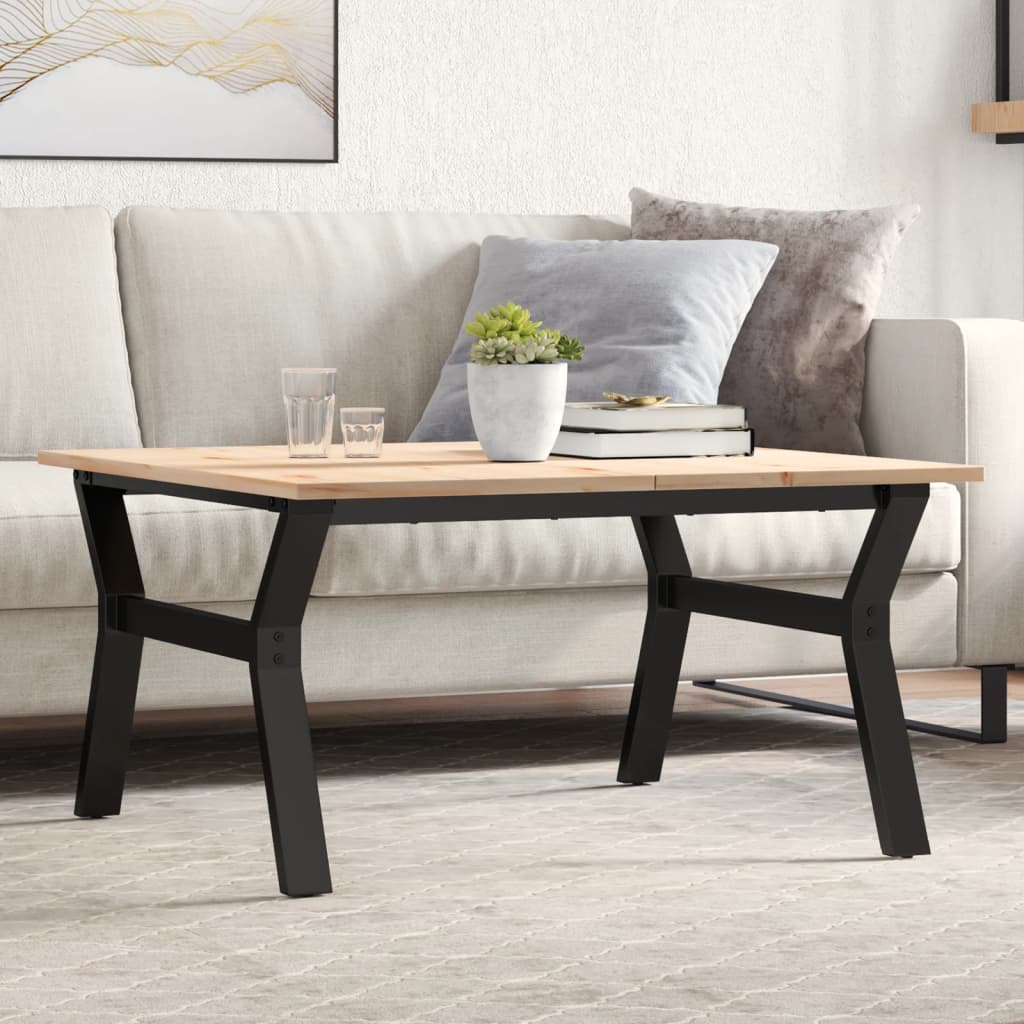 vidaXL Masă de cafea, cadru Y, 90x90x45 cm, lemn masiv pin și Oţel