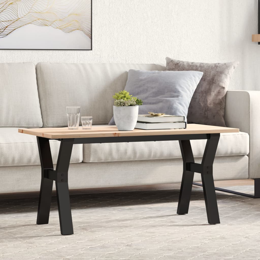 vidaXL Soffbord Y-ram 100x50x45 cm massiv furu och st&aring;l