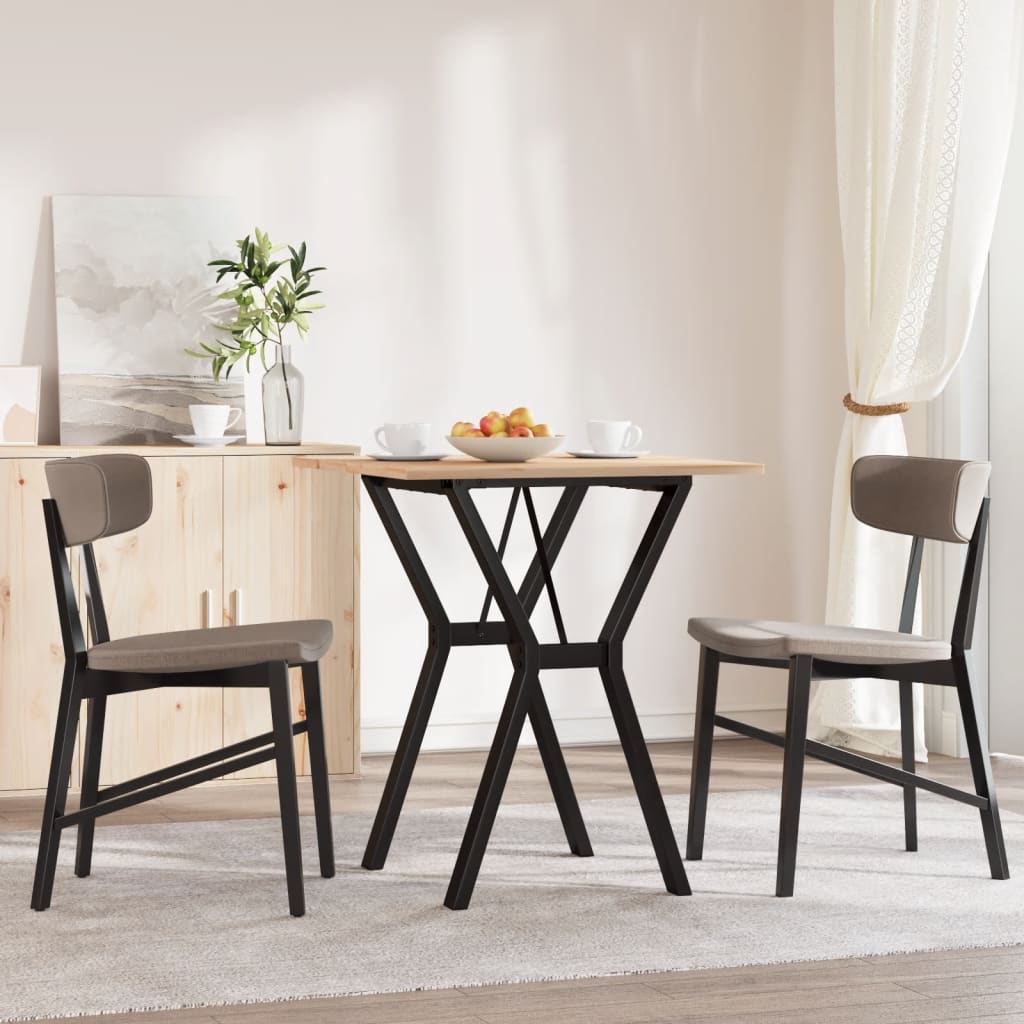 vidaXL tömör fenyőfa és acél étkezőasztal Y-vázzal 60x60x75 cm