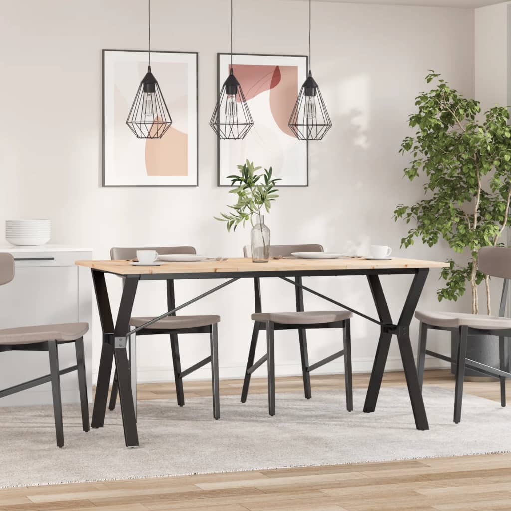 vidaXL Eettafel Y-frame 140x80x75 cm massief grenenhout en staal afbeelding