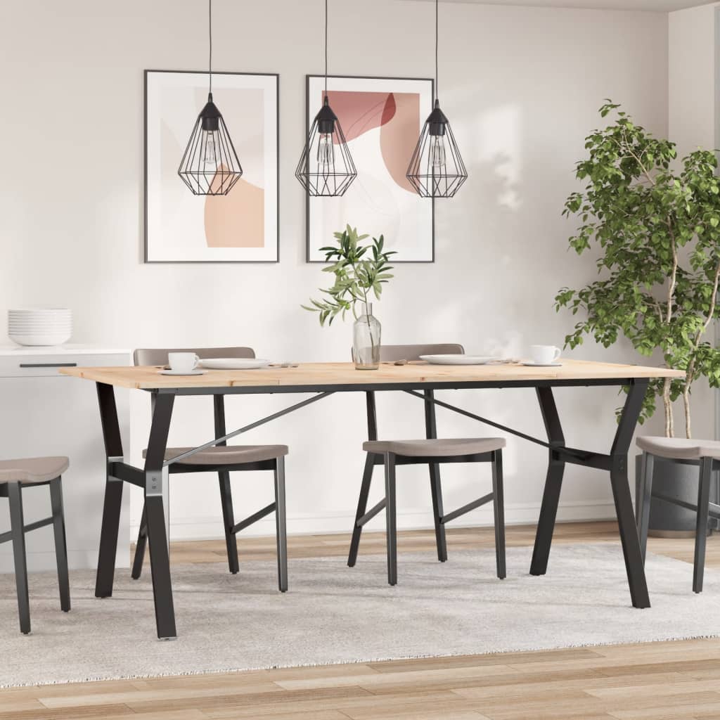 vidaXL Eettafel Y-frame 180x90x75 cm massief grenenhout en staal afbeelding