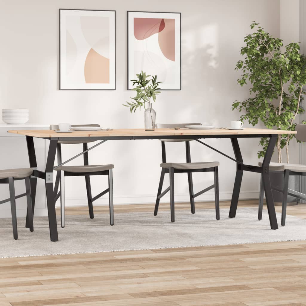 vidaXL Matbord Y-ram 200x100x75 cm massiv furu och st&aring;l