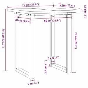 Jídelní stůl s O rámem 70 x 70 x 75,5 cm borové dřevo a ocel - obrázek 10