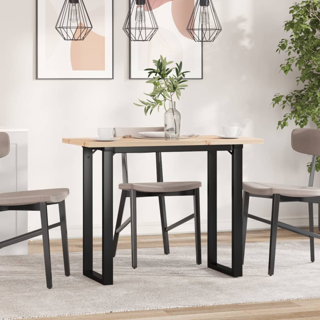 vidaXL tömör fenyőfa és acél étkezőasztal O-vázzal 100x50x75,5 cm