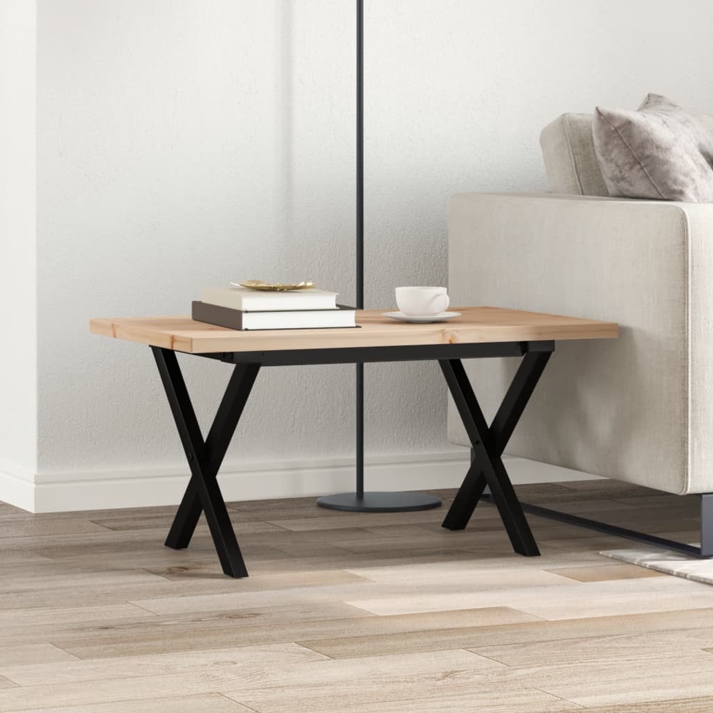 vidaXL Salontafel X-frame 80x50x40,5 cm grenenhout en staal afbeelding