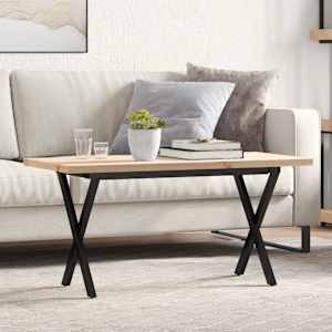 Klubska mizica X okvir 90x40x45,5 cm trdna borovina jeklo