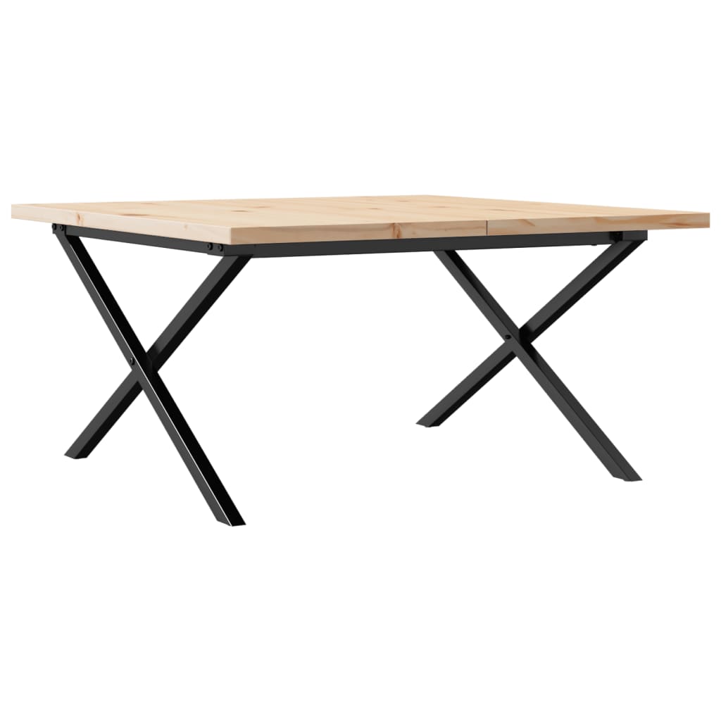 vidaXL Konferenční stolek s X rámem 90x90x45,5cm borové dřevo a ocel