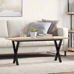 Klubska mizica X okvir 110x40x45,5cm trdna borovina jeklo