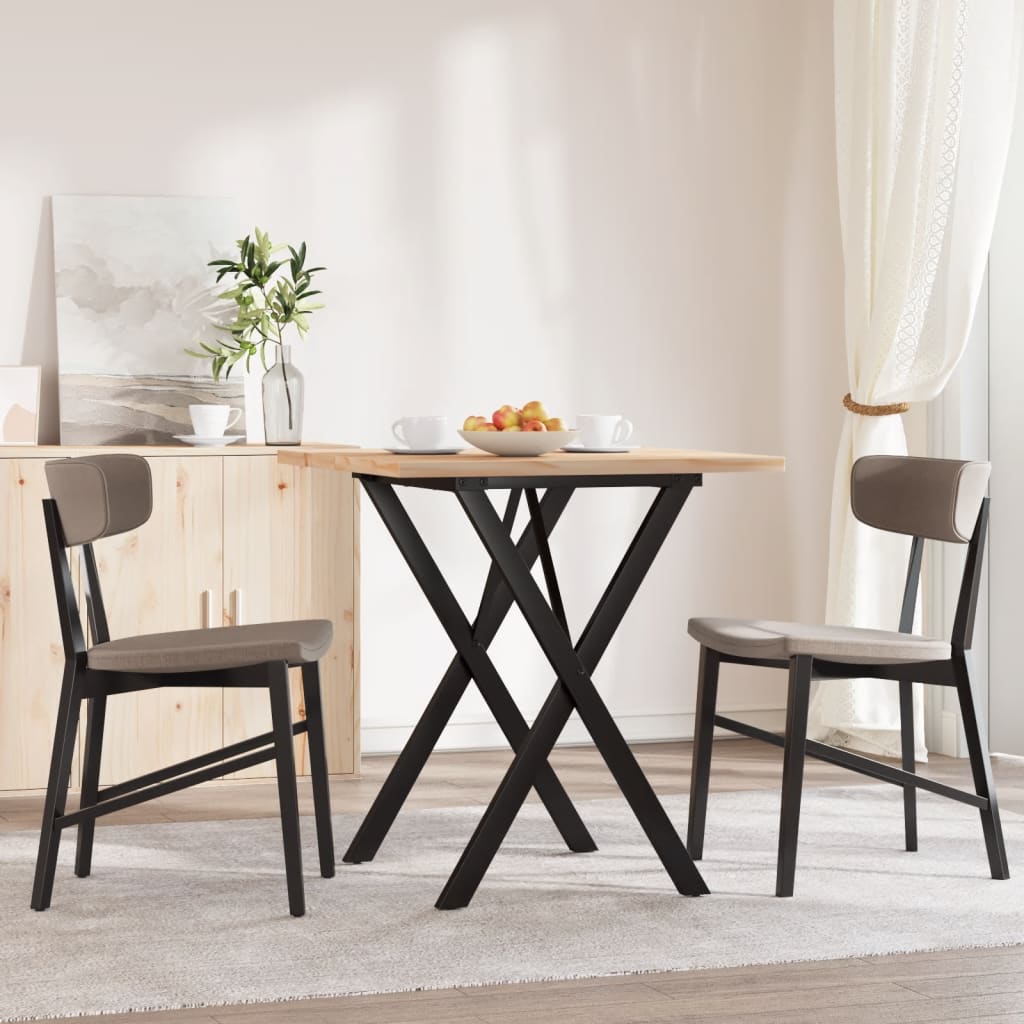 vidaXL Eettafel X-frame 70x70x75,5 cm massief grenenhout en staal afbeelding
