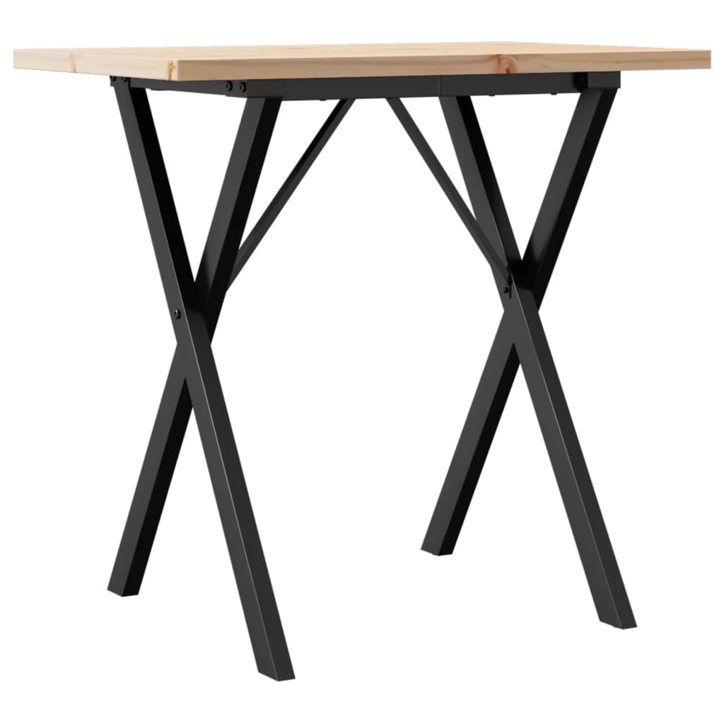 vidaXL Jídelní stůl s X rámem 80 x 50 x 75,5 cm borové dřevo a ocel