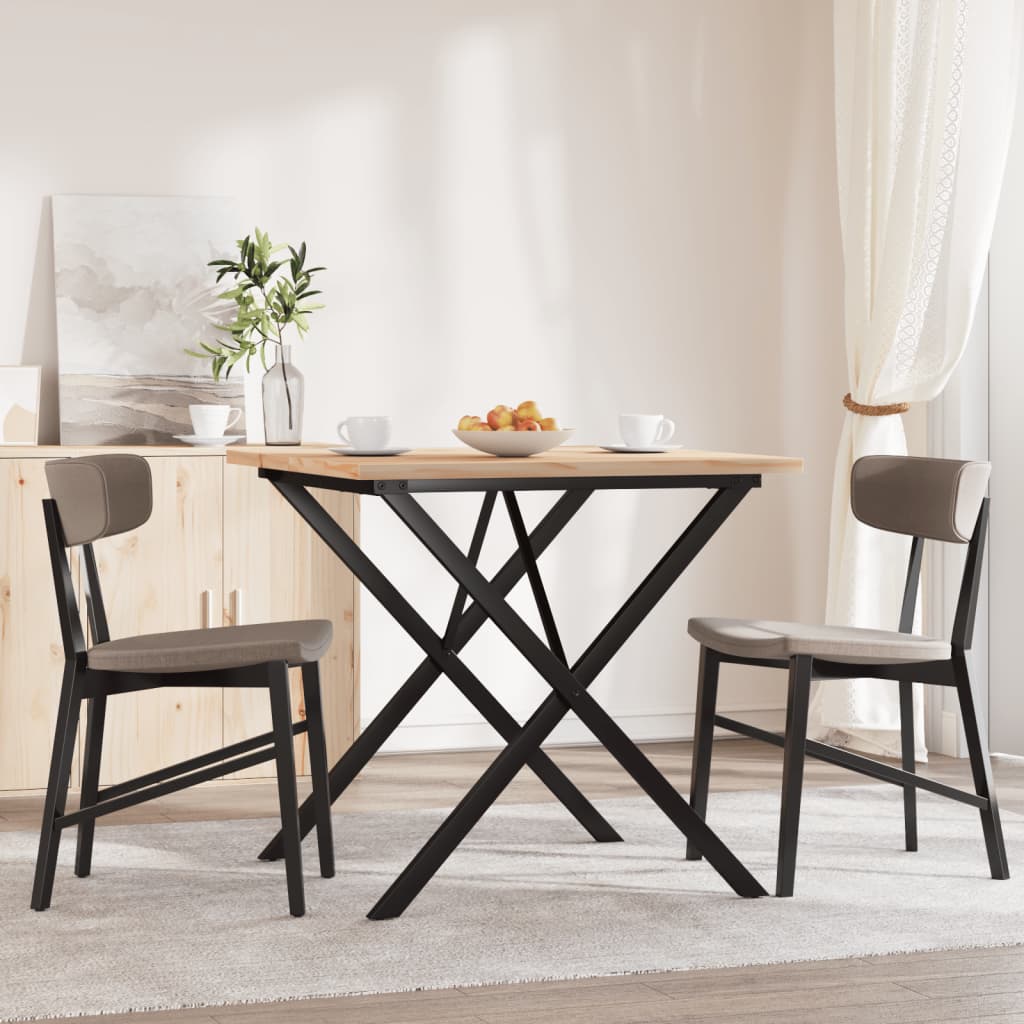 vidaXL Eettafel X-frame 80x80x75,5 cm massief grenenhout en staal afbeelding