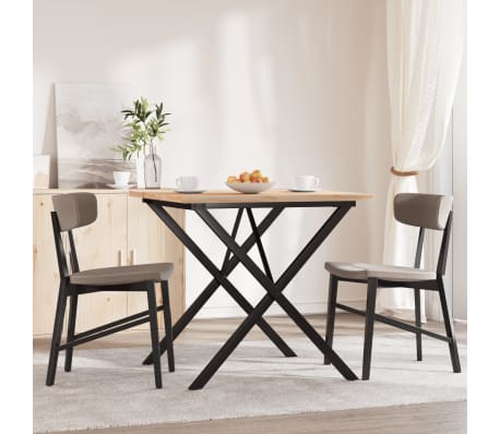 vidaXL Masă bucătărie, cadru X, 80x80x75,5 cm lemn masiv pin și Oţel