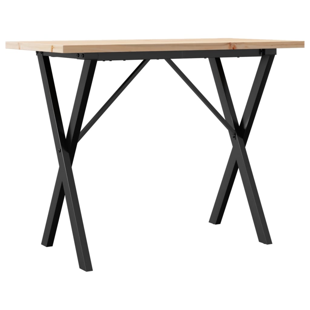 vidaXL Jídelní stůl s X rámem 100 x 50 x 75,5 cm borové dřevo a ocel
