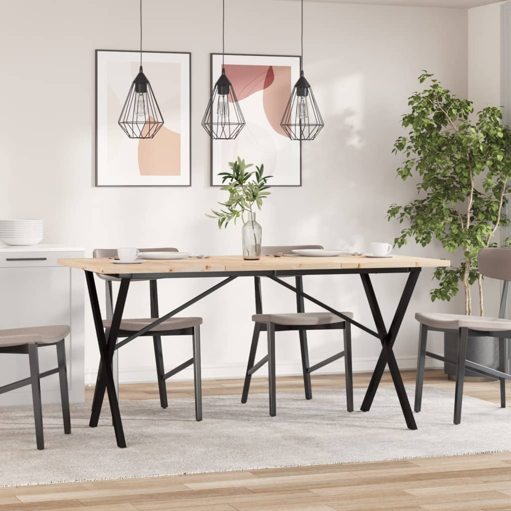 Thumbnail - vidaXL Esstisch X-Gestell 140x80x75,5 cm Massivholz Kiefer & Stahl