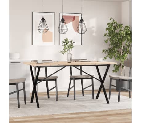 vidaXL Table &agrave; manger cadre en X 160x80x75,5 cm bois pin massif acier