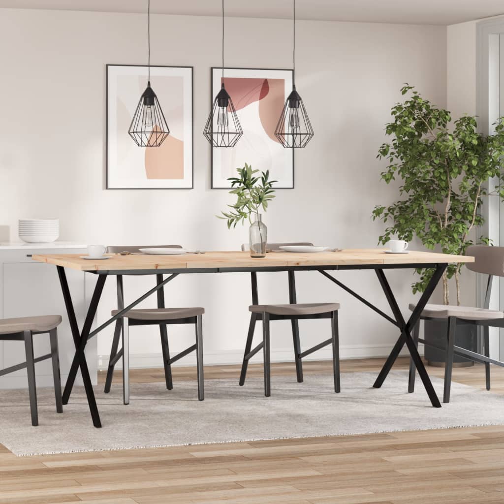 vidaXL Eettafel X-frame 200x100x75,5 cm grenenhout en staal afbeelding