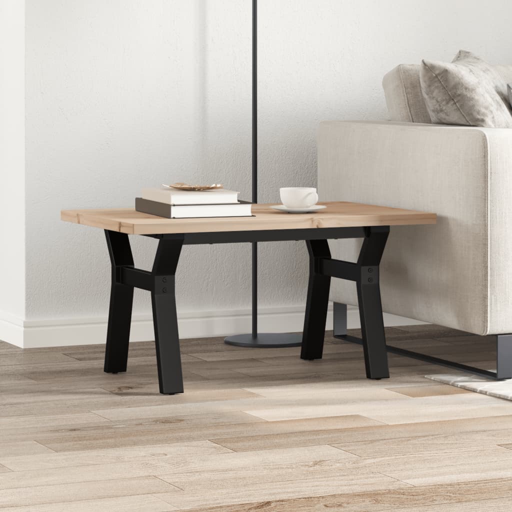 vidaXL Sohvapöytä Y-runko 80x50x40,5 cm täysi mänty ja terästä