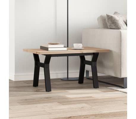 vidaXL Coffee Table Y-Frame 80x50x40.5 cm Solid Wood Pine and Steel