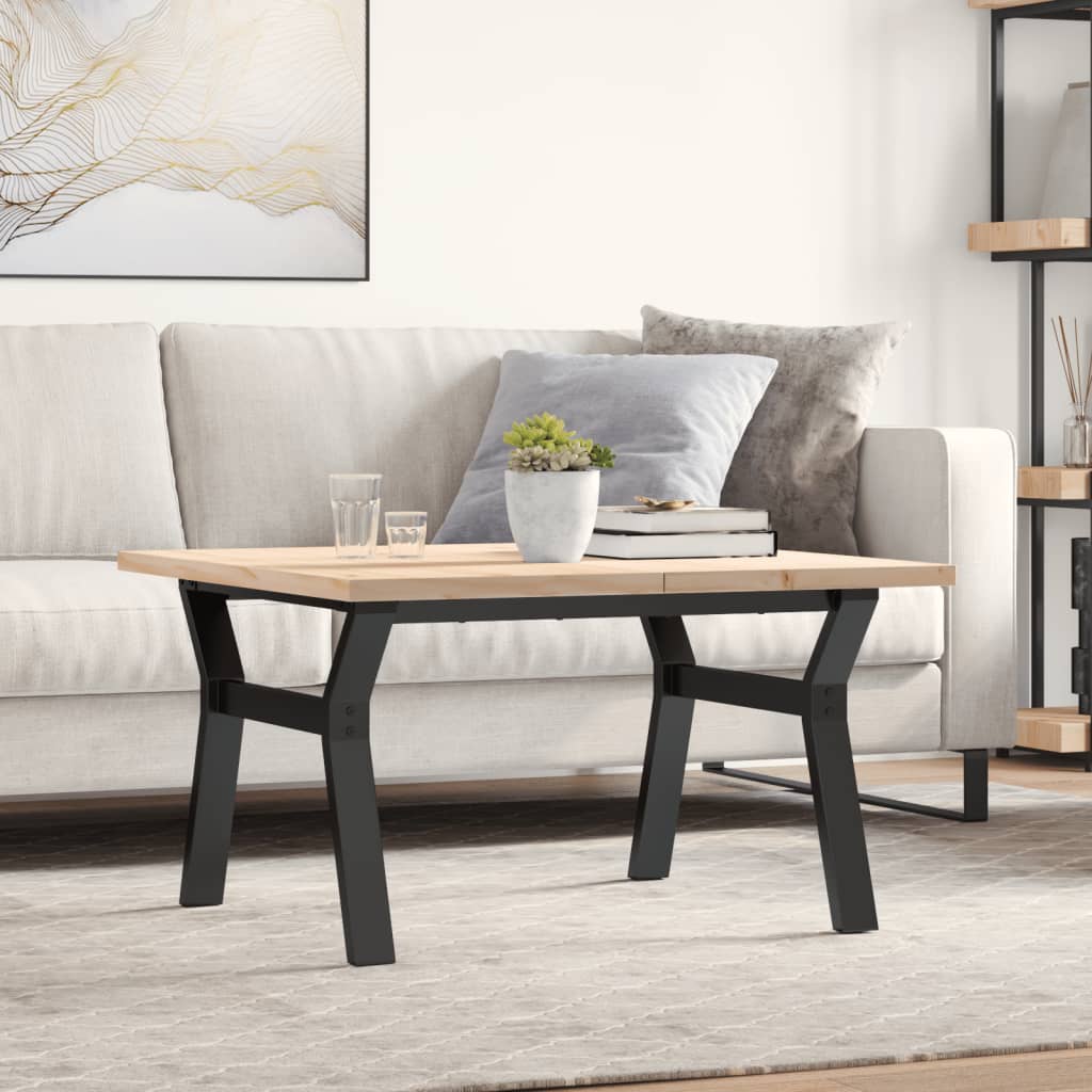 vidaXL Couchtisch Y-Gestell 80x80x45,5cm Massivholz Kiefer & Stahl