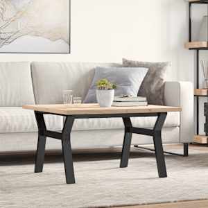 Klubska mizica Y okvir 80x80x45,5 cm trdna borovina jeklo