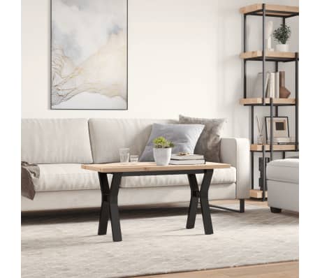 vidaXL Masă de cafea, cadru Y, 90x40x45,5 cm, lemn masiv pin și Oţel