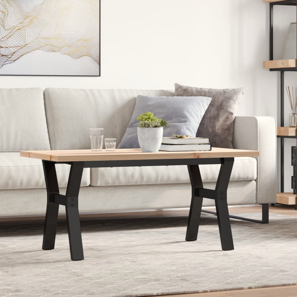 vidaXL Soffbord Y-ram 100x50x45,5 cm massiv furu och st&aring;l
