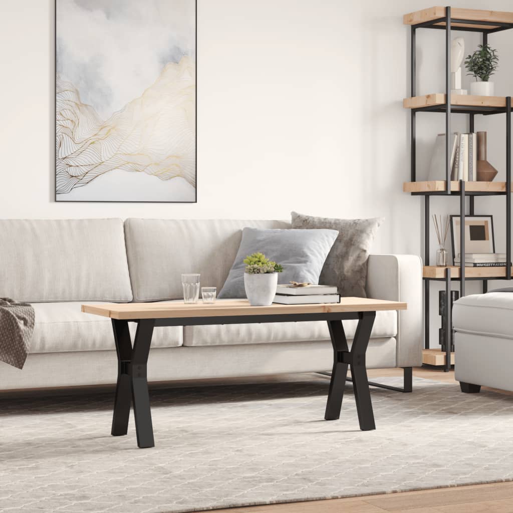 Thumbnail - vidaXL Couchtisch Y-Gestell 110x40x45,5 cm Massivholz Kiefer Stahl