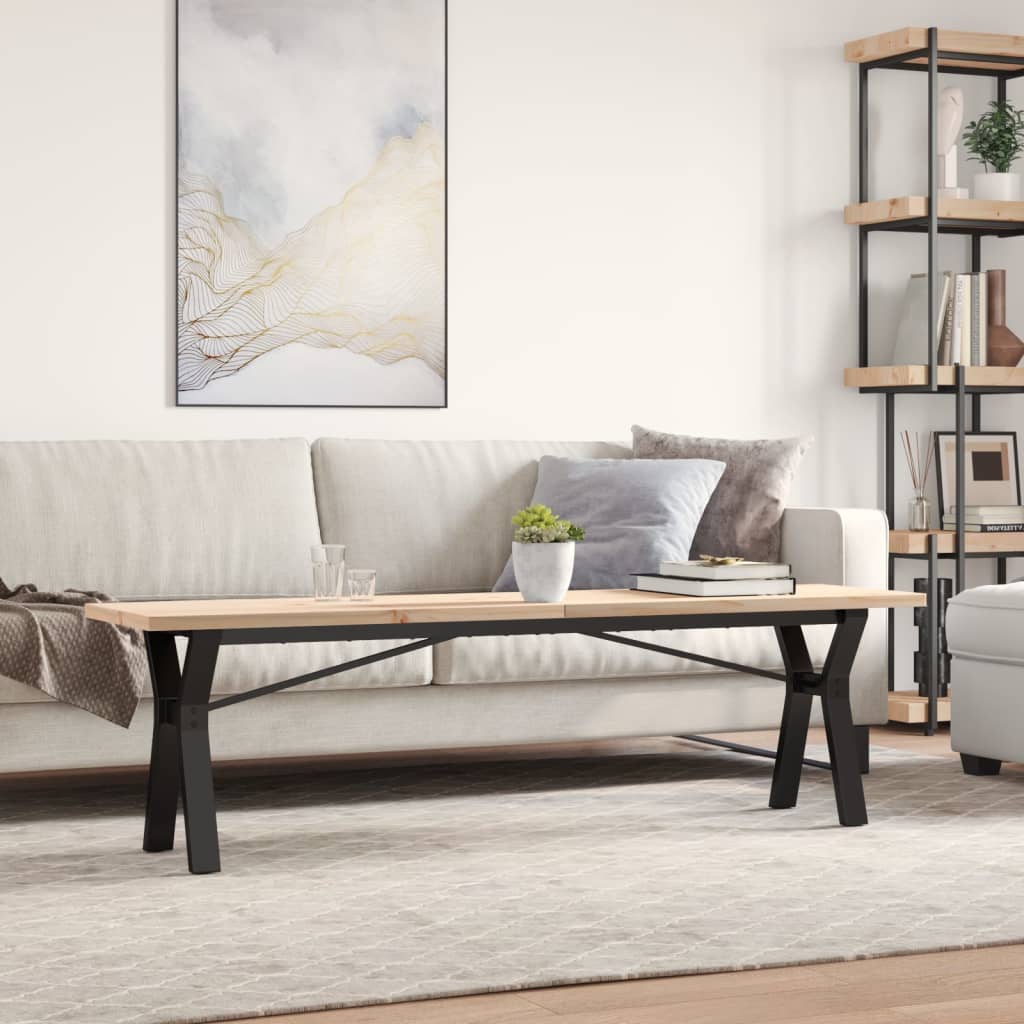 vidaXL Salontafel Y-frame 160x40x45,5 cm grenenhout en staal afbeelding