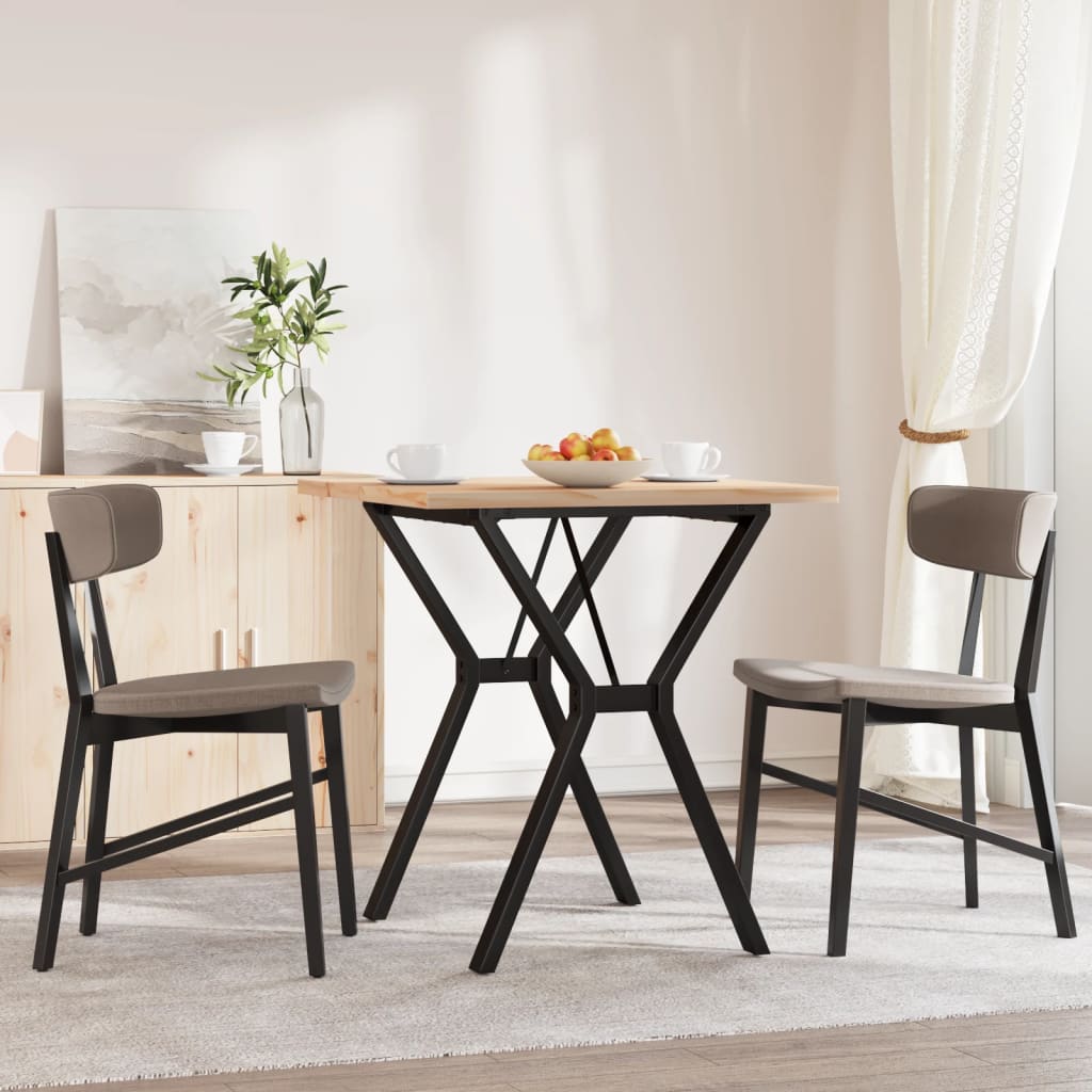 vidaXL tömör fenyőfa és acél étkezőasztal Y-vázzal 70x70x75,5 cm