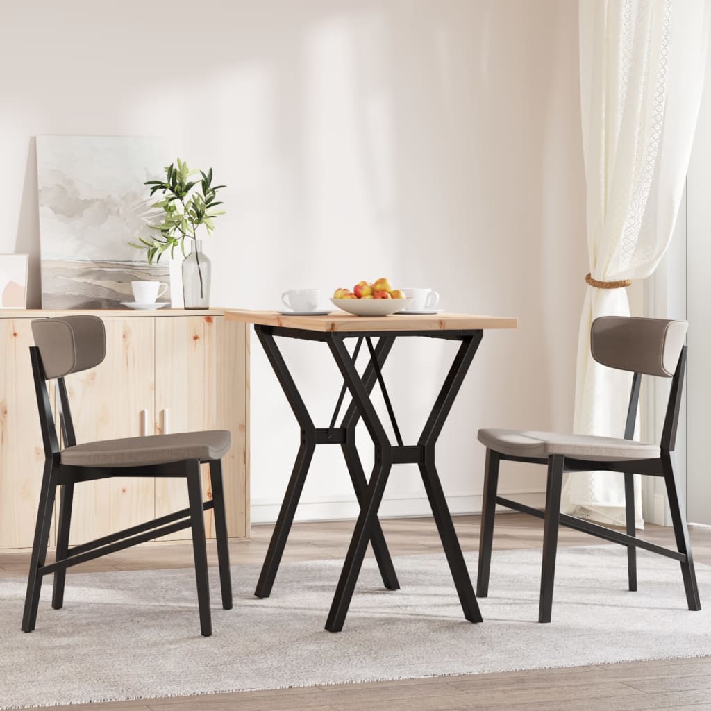 vidaXL tömör fenyőfa és acél étkezőasztal Y-vázzal 80x50x75,5 cm