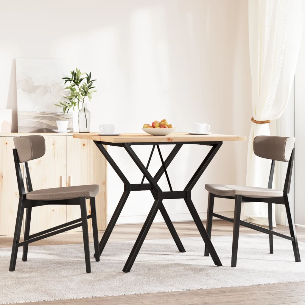 vidaXL tömör fenyőfa és acél étkezőasztal Y-vázzal 80x80x75,5 cm