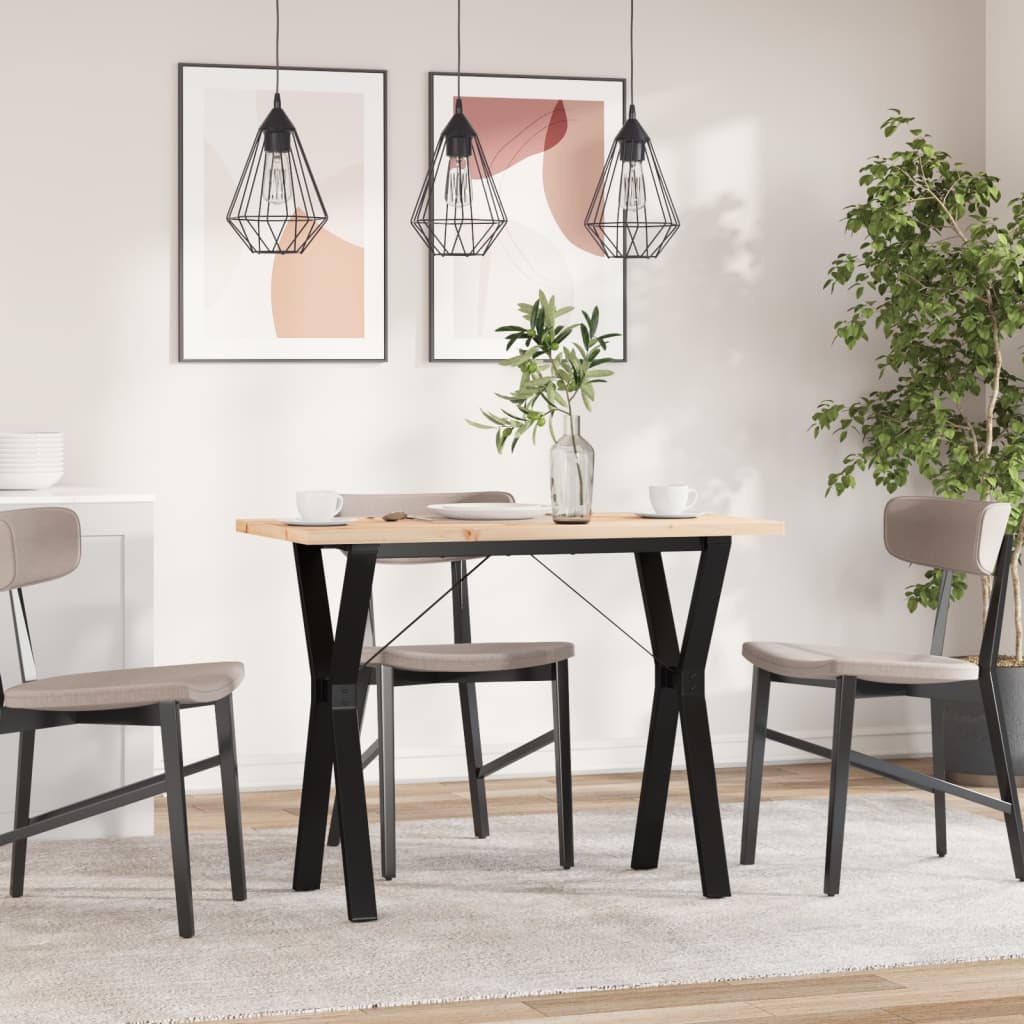 vidaXL tömör fenyőfa és acél étkezőasztal Y-vázzal 100x50x75,5 cm
