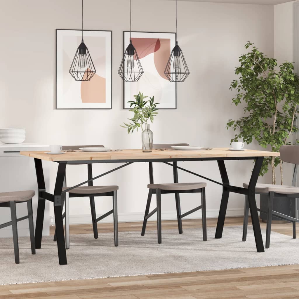 vidaXL Ruokapöytä Y-runko 180x90x75,5 cm täysi mänty ja terästä
