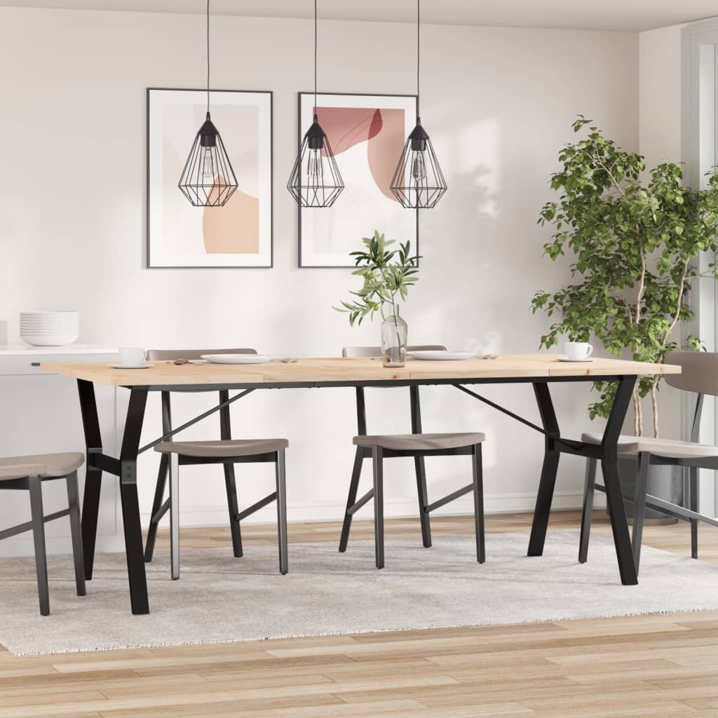 vidaXL Eettafel Y-frame 200x100x75,5 cm grenenhout en staal afbeelding