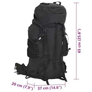 Turistický batoh černý 60 L tkanina oxford - obrázek 8